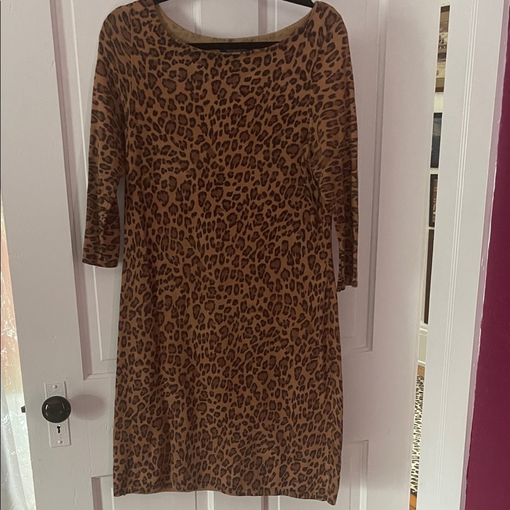 Ralph Lauren Brown Leopard Long Sleeve Dress